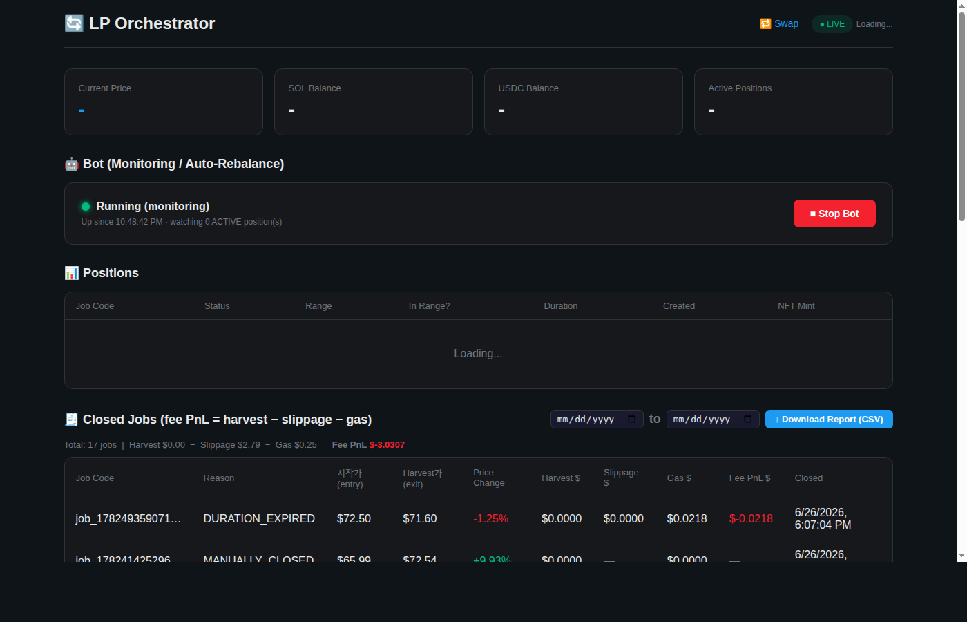LP Orchestrator Dashboard